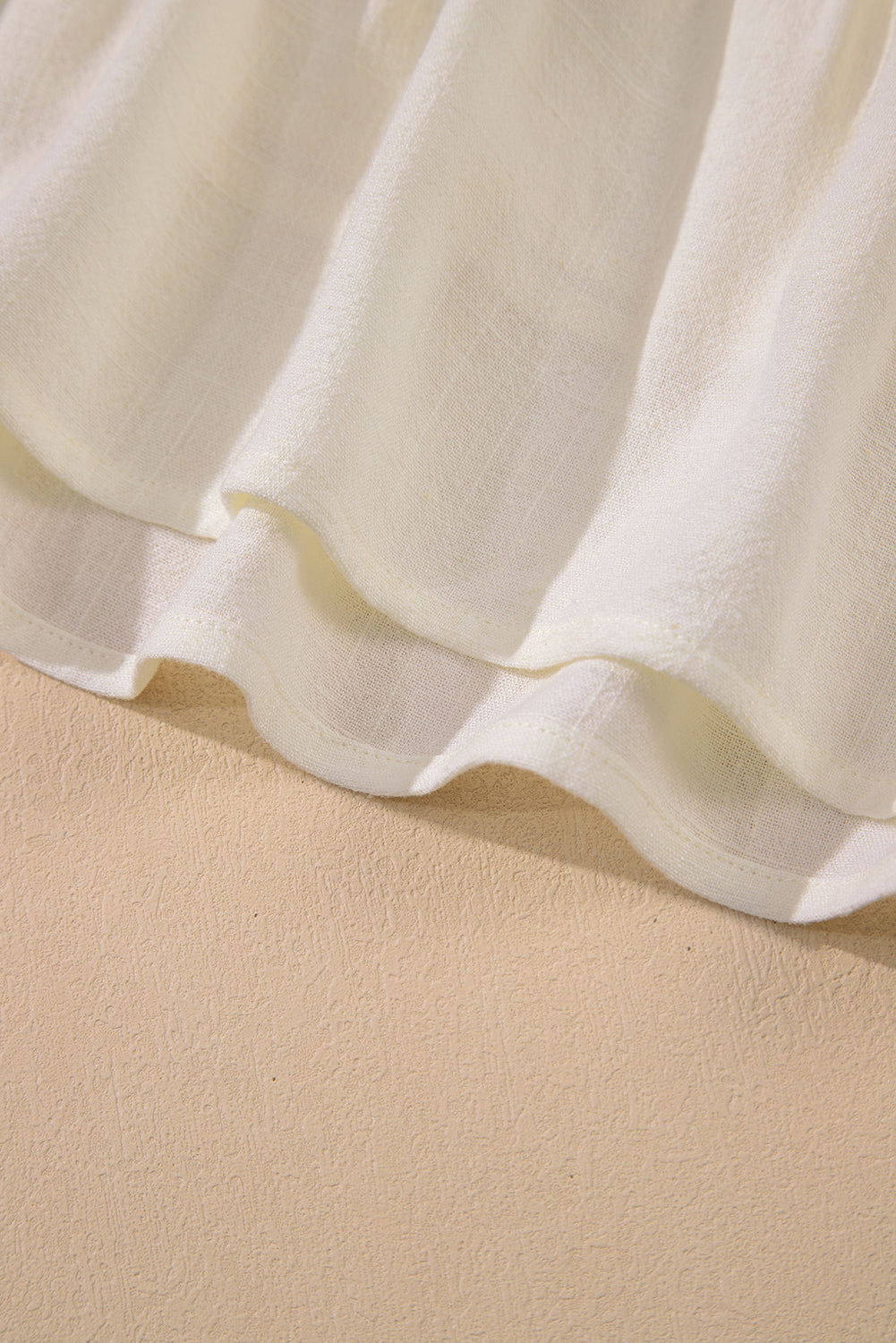 Oatmeal Solid Color Tie Strap Ruffle Tiered Mini Dress