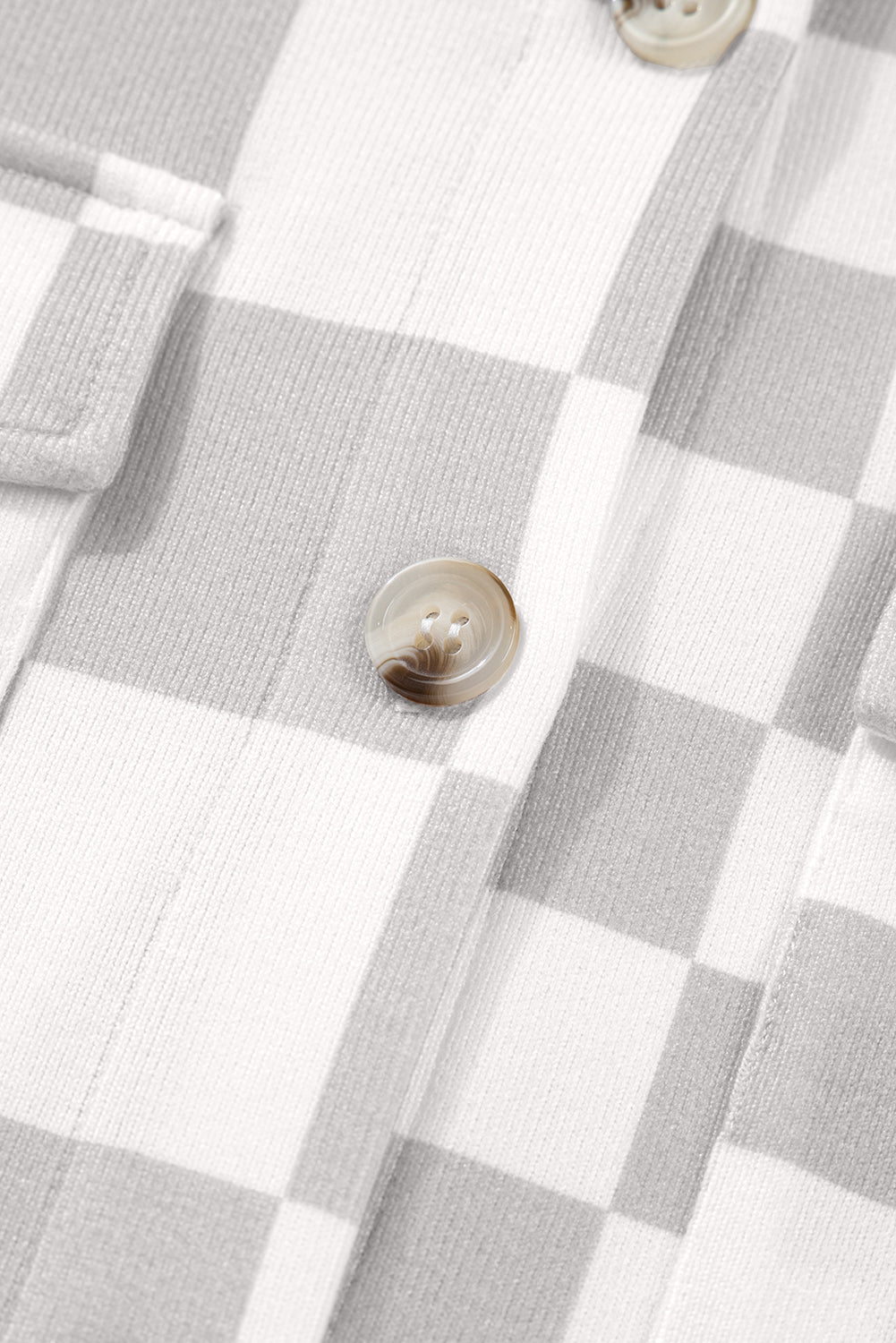 Khaki Checkered Button Down Casual Plus Size Jacket