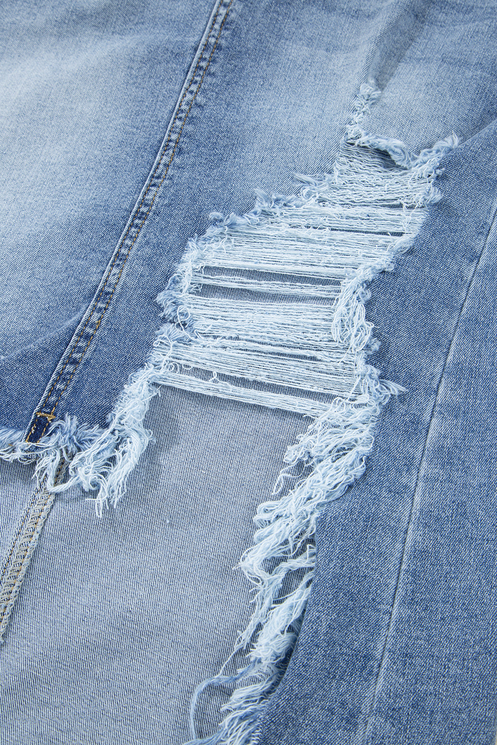 Myosotis Irregular Distressed Hem Denim Midi Skirt