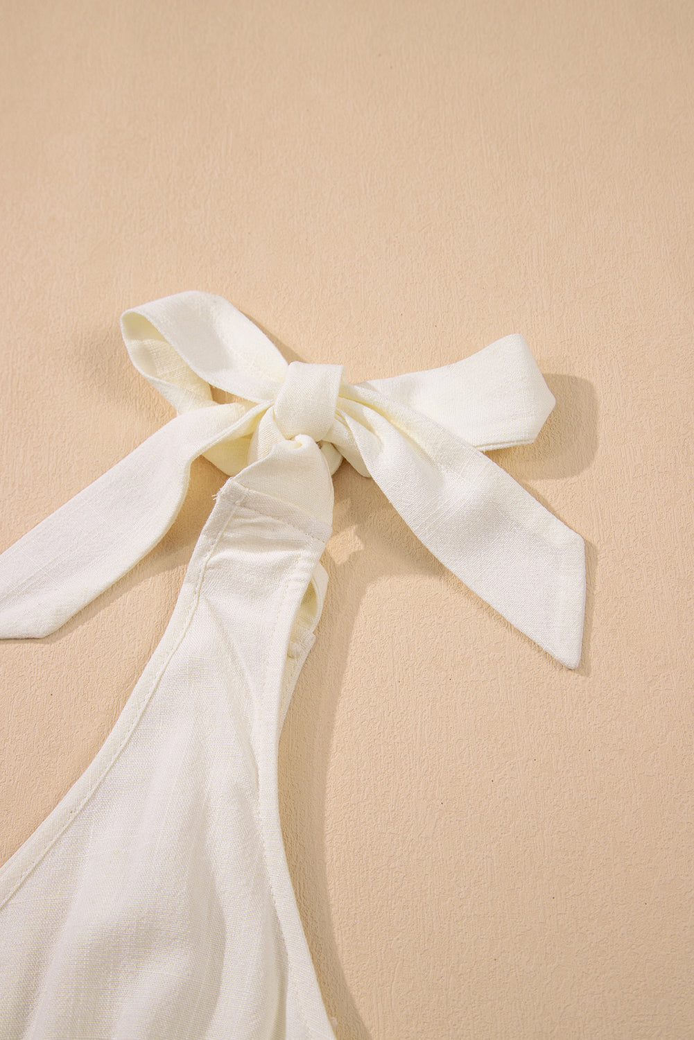 Oatmeal Solid Color Tie Strap Ruffle Tiered Mini Dress