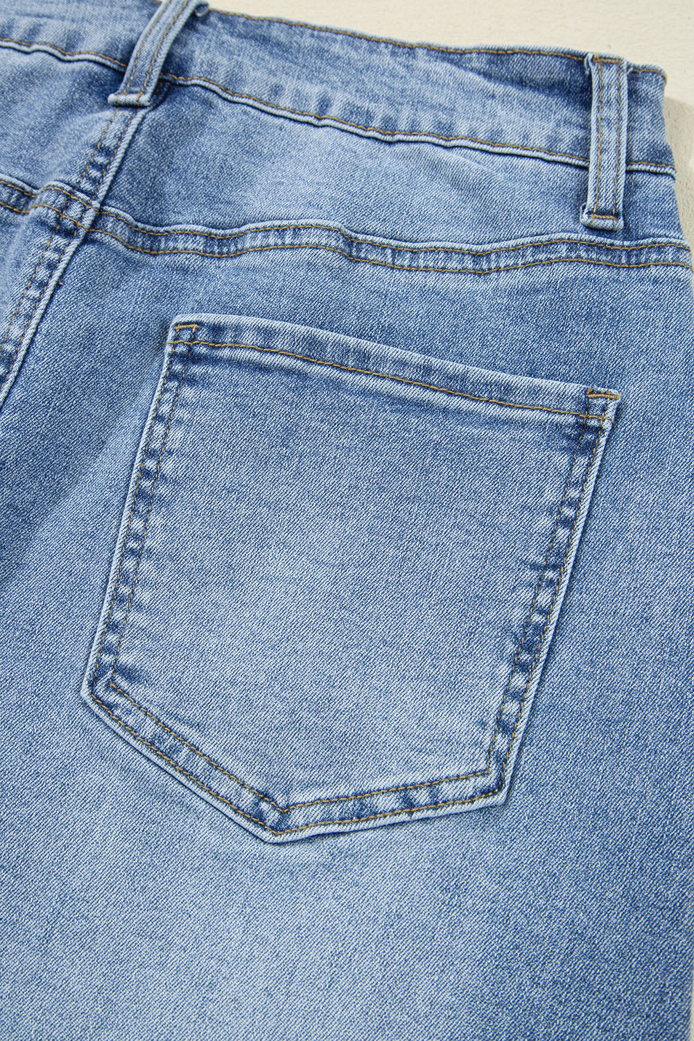 Myosotis Irregular Distressed Hem Denim Midi Skirt