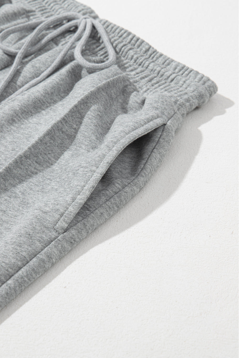 Black Seamed Drawstring High Waist Wide Leg Sweatpants