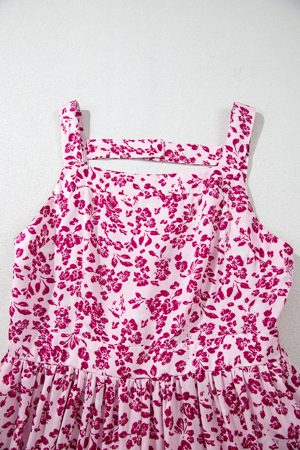 Pink Floral Cutout Back Empire Waist Sleeveless Maxi Dress