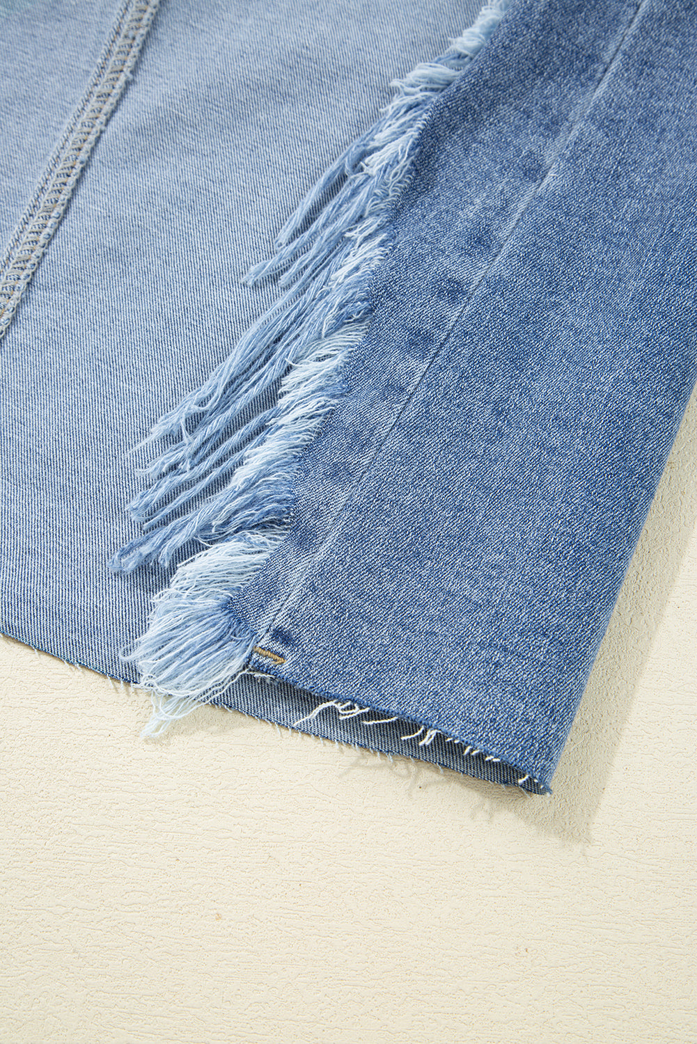 Myosotis Irregular Distressed Hem Denim Midi Skirt