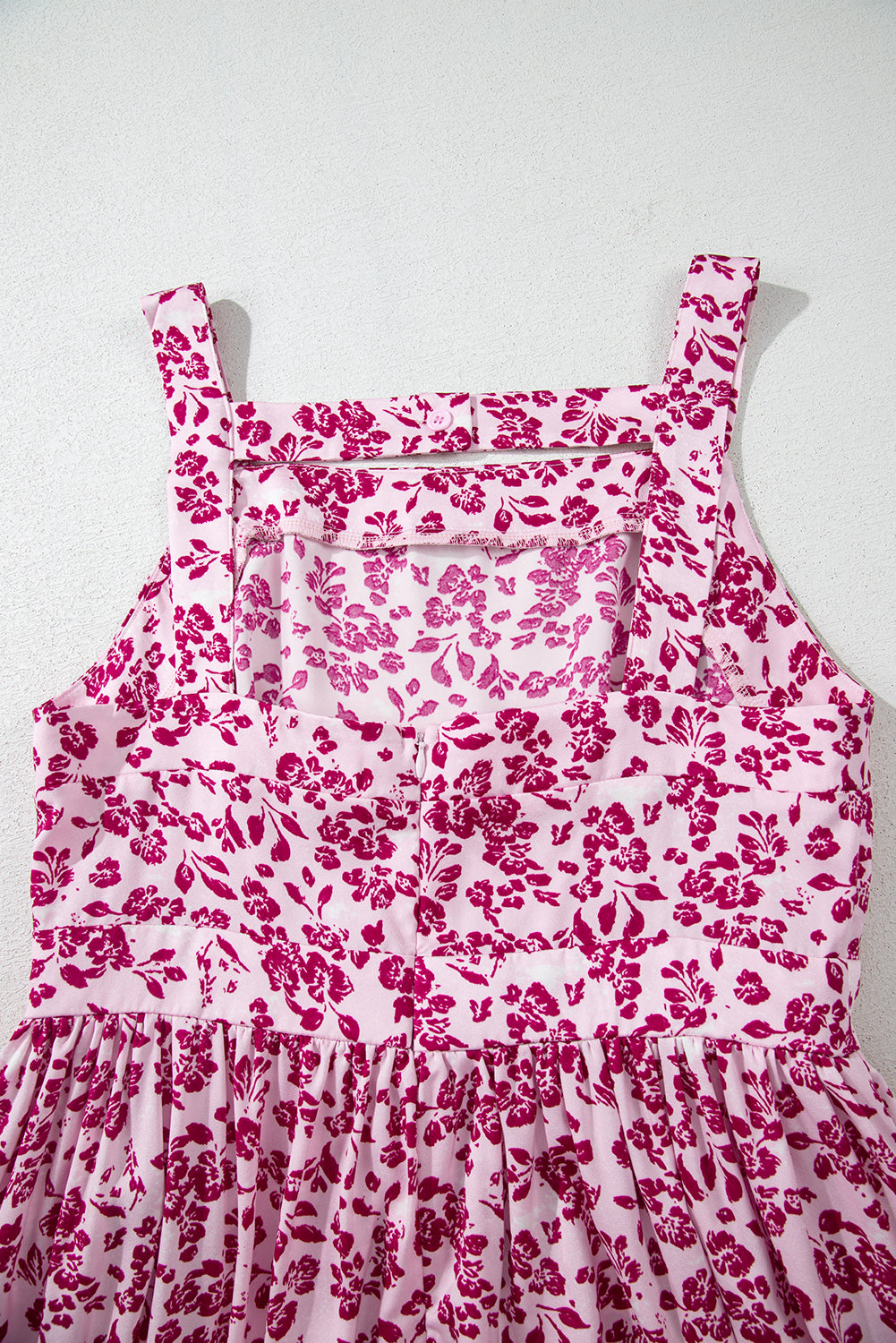 Pink Floral Cutout Back Empire Waist Sleeveless Maxi Dress