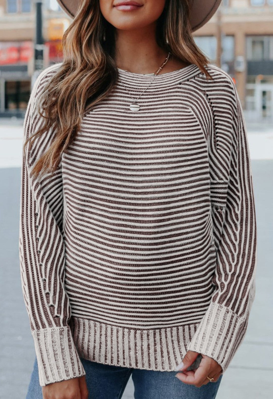 Coffee Striped Sweater
