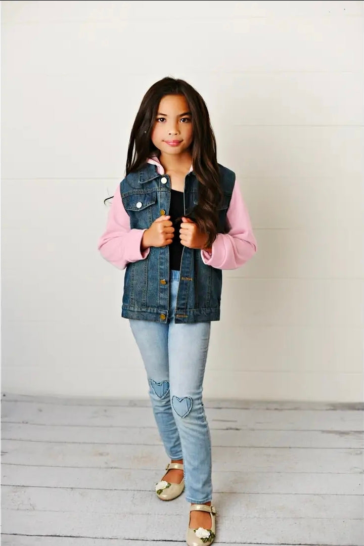 Pink Denim Hooded Jacket