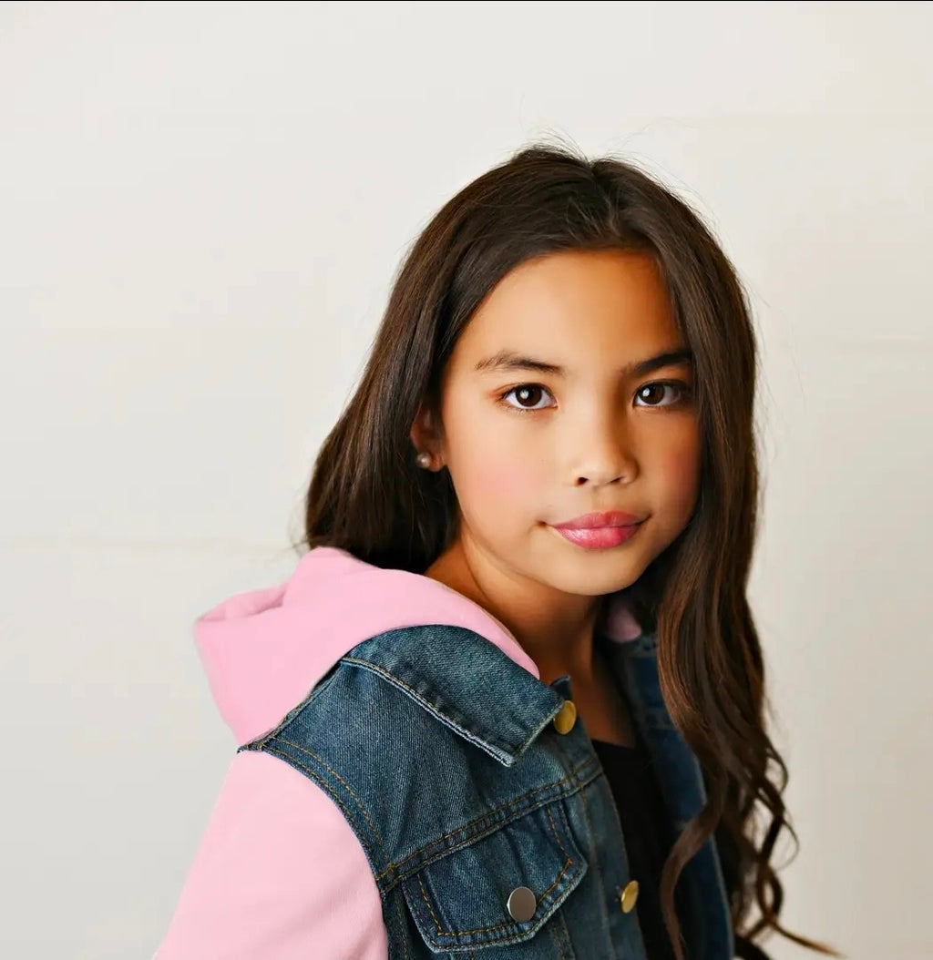 Pink Denim Hooded Jacket